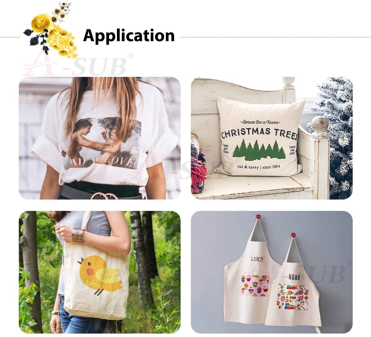 A-SUB Inkjet Iron On T Shirt Transfer Paper for Light Fabrics 10 Sheets A4 - Image 3