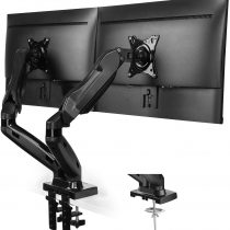 HUANUO Dual Monitor Stand for 13 to 27 inch Screens, Gas Spring Dual Monitor Arm for Curved Flat Screens, Dual Monitor Mount Support VESA 75/100 mm