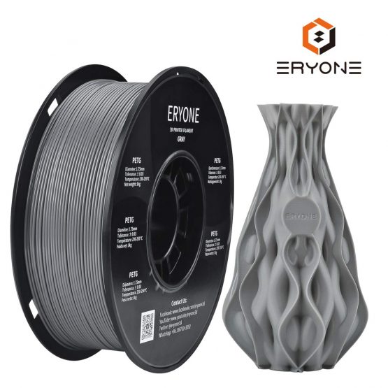 ERYONE PETG Filament for 3D Printer, 1.75mm, Tolerance: ±0.03mm, 1kg(2.2LBS)/Spool, Gray
