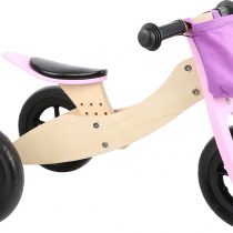 Small Foot 11611 Trike Maxi 2 in 1 Rosa aus Holz, DREI Laufrad, verstellbarer Sitz und gummierte Reifen Toys, Pink
