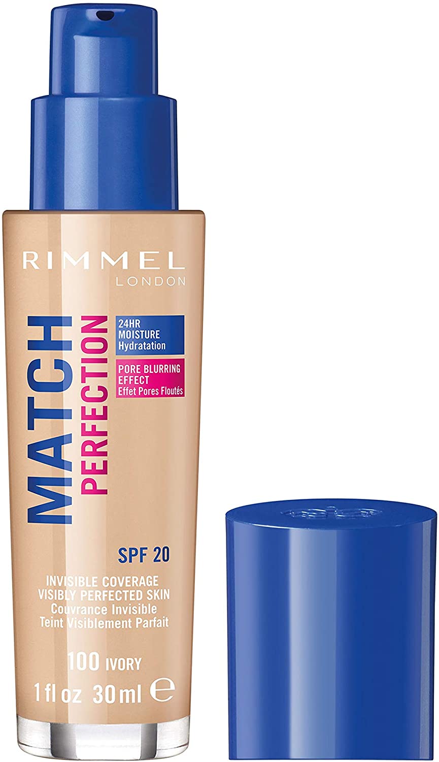 Rimmel London Match Perfection Foundation SPF20, 100 Ivory, 30 ml (Pack of 1)