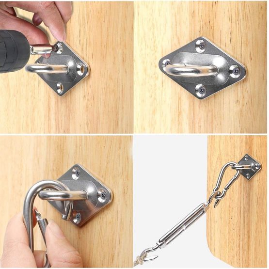 KINDPMA Sun Shade Sail Fixing Kit Heavy Duty Awning Attachment Set 304 Stainless Steel Sunshade Fixing Accessories for Garden Triangle Square Rectangle - Image 4