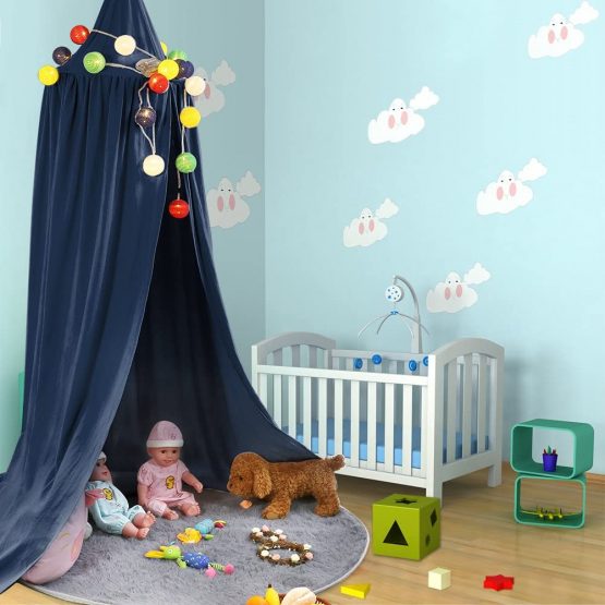 ZJchao Children Bed Canopy Round Dome Mosquito Net Hanging Curtain Baby Kids Bedroom Accessories (Dark blue) - Image 2