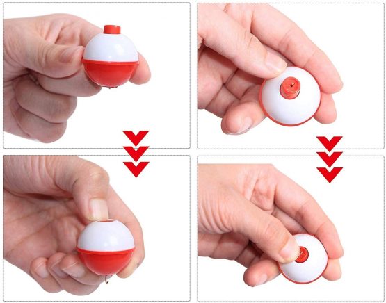 OROOTL Fishing Bobber Floats Set, Push Button Round Float Hard ABS Snap-on Floats Red & White with Bobber Fishing Accessories - Image 4