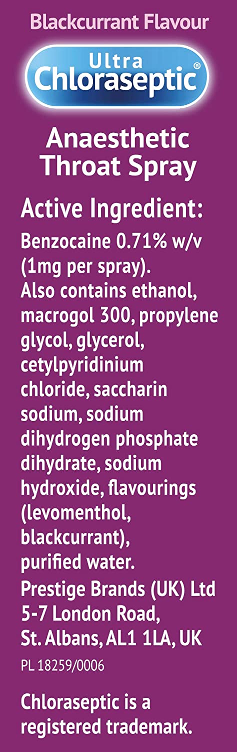 Ultra Chloraseptic Anaesthetic Throat Spray Blackcurrant Flavour, 15ml - Image 4