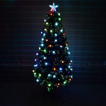 SHATCHI Berries LED Pre-Lit Fibre Optic Christmas Tree Various Multicolour Light Effects Holiday Xmas Home Decorations (2Ft/3Ft/4Ft/5Ft/6Ft), Green, 4Ft