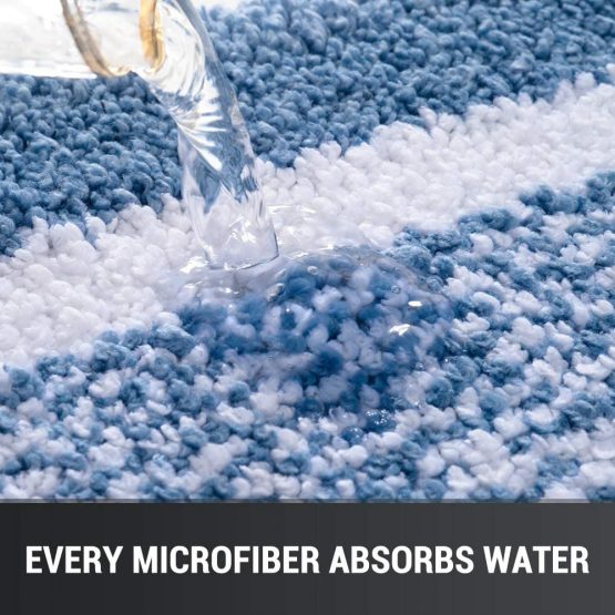 Color&Geometry 40 x 60cm Microfiber Soft Bath Mat, Non-slip Bathroom Mat Machine-washable, Shower Water Absorbent Bath Rug Durable Floor Mats (Blue) - Image 2