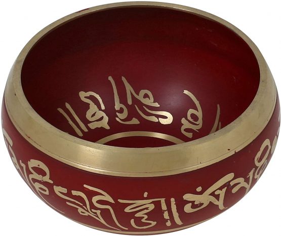 Tibetan Singing Bowl Meditation Red Art Buddhist Décor 4 Inch - Image 3
