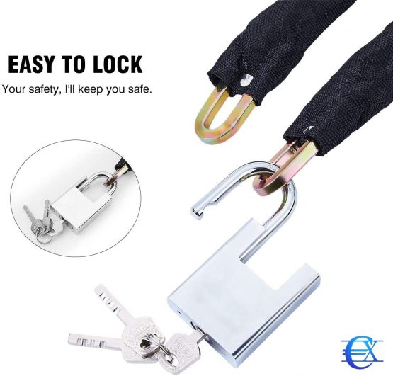 EUROXANTY® Manganese Steel Chain Lock for Bicycles, Scooter and Motorcycles | Resistant Anti-Theft Padlock | Security Chain | 4 Models to Choose | 8 mm Thickness - Image 4