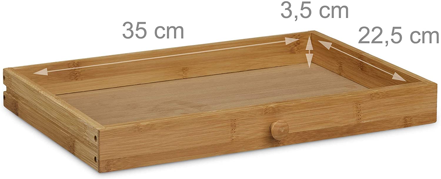 Relaxdays Rolling Bread Box with Drawer, Bamboo, Aroma-Preserving, Bread Bin with Rolling Lid, Size: 21 x 40 x 28 cm, Wood, Natural - Image 3