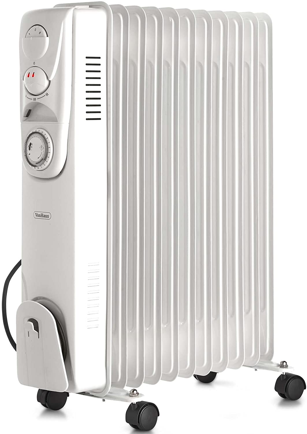 VonHaus Oil Filled Radiator 11 Fin, Heater Portable Electric Free Standing 2500W for Home Office, Any Room, 24 hour Timer