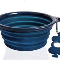 Bonza Collapsible Dog Bowl, Portable Dog Water Bowl for Medium to Large Pets, Lightweight, Sturdy, Leak Proof, Food Safe, Premium Quality Travel Pet Bowl Solution (Large, Navy Blue)