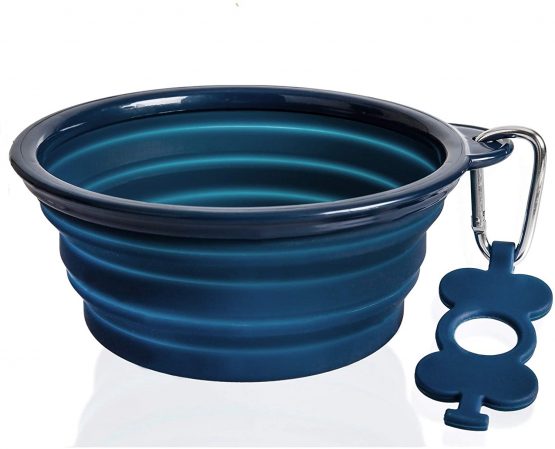 Bonza Collapsible Dog Bowl, Portable Dog Water Bowl for Medium to Large Pets, Lightweight, Sturdy, Leak Proof, Food Safe, Premium Quality Travel Pet Bowl Solution (Large, Navy Blue)