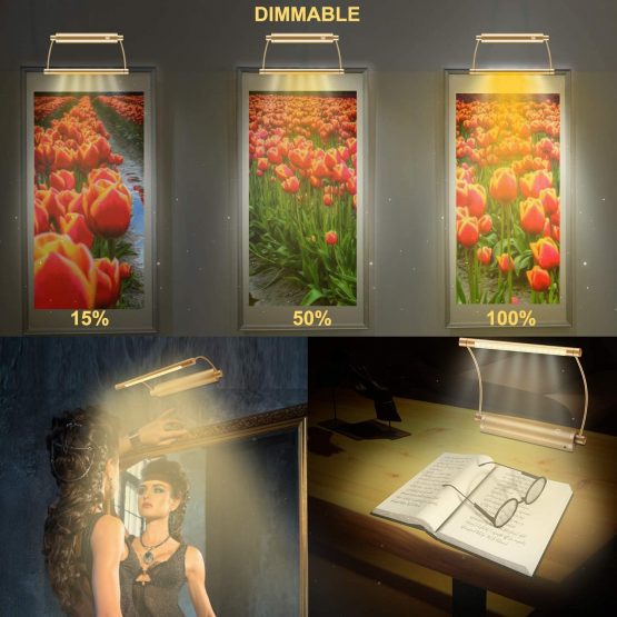 HONWELL Picture Light Wireless Display Lights Battery Powered LED Wall Light Remote Control Uplight, Rotatable Light Heads with Timer Dimmer, Art Lights for Painting Dartboard Artwork, Rose-Gold - Image 3