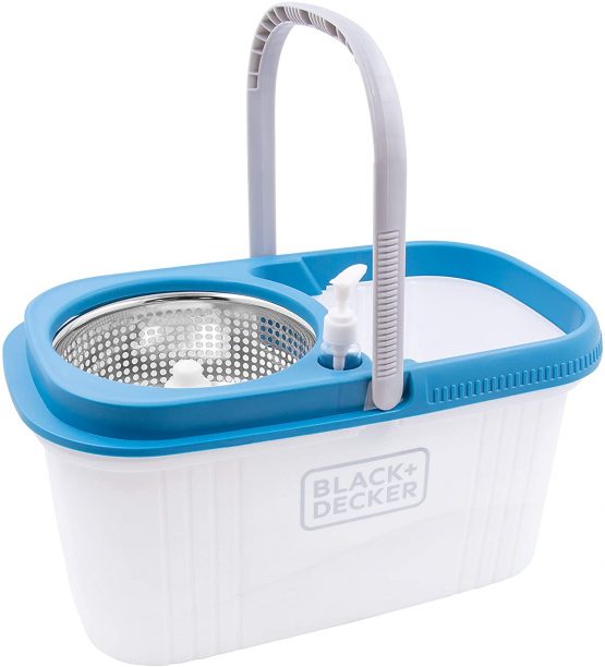 BLACK+DECKER BXBK0001GB 360° Spin Mop & Bucket with Stainless Steel Drum, 44cm x 24cm x 23cm, White, 61039 - Image 2