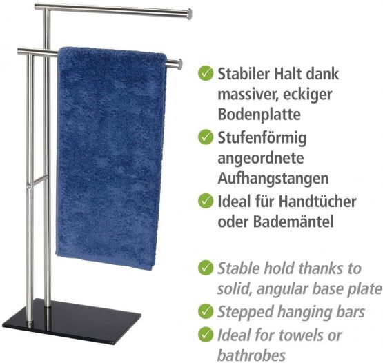WENKO 20390100 Towel stand Lima - clothes stand, Stainless steel, 41 x 79 x 20 cm - Image 3
