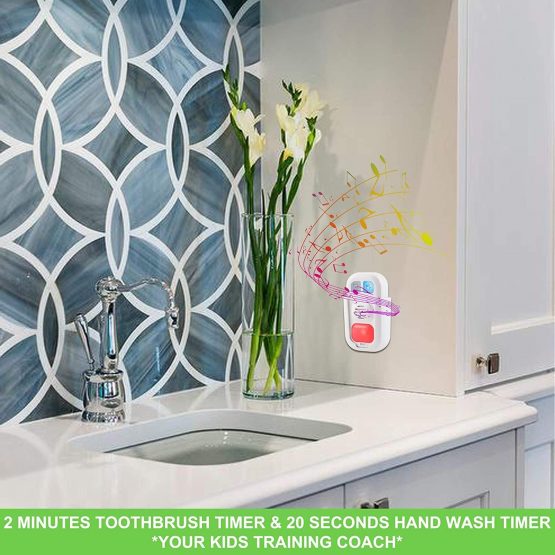 HONWELL Musical Timer for Kids Battery Powered 2 Minute Toothbrush Timer, 20 Seconds Bathroom Hand Wash Timer with LED Color Light, 3 Volume Options Musical Timer for Children Training - Image 4
