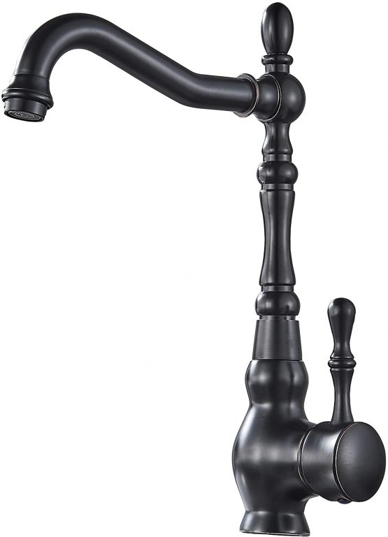 Sugu Black Antique Brass Single Hole Installation Single Lever Mixer Tap Bathroom Tap Washbasin Tap with 360° Swivel Spout Bathroom Mixer Tap
