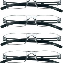 4 Pairs Reading Glasses, Blue Light Blocking Glasses, Computer Reading Glasses for Women and Men, Fashion Rectangle Eyewear Frame(4 Black, 1.00 Magnification)