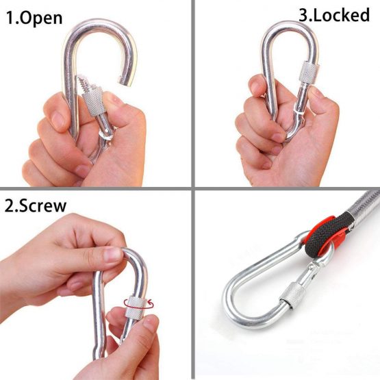 Outdoor Climbing Rope Diameter 10mm Outdoor Static Rock Climbing Rope, High Strength Cord Safety Rope Braid Nylon Rope, Escape Rope Fire Rescue Parachute Rope with 2 Carabiner, 10m / 20m - Image 3