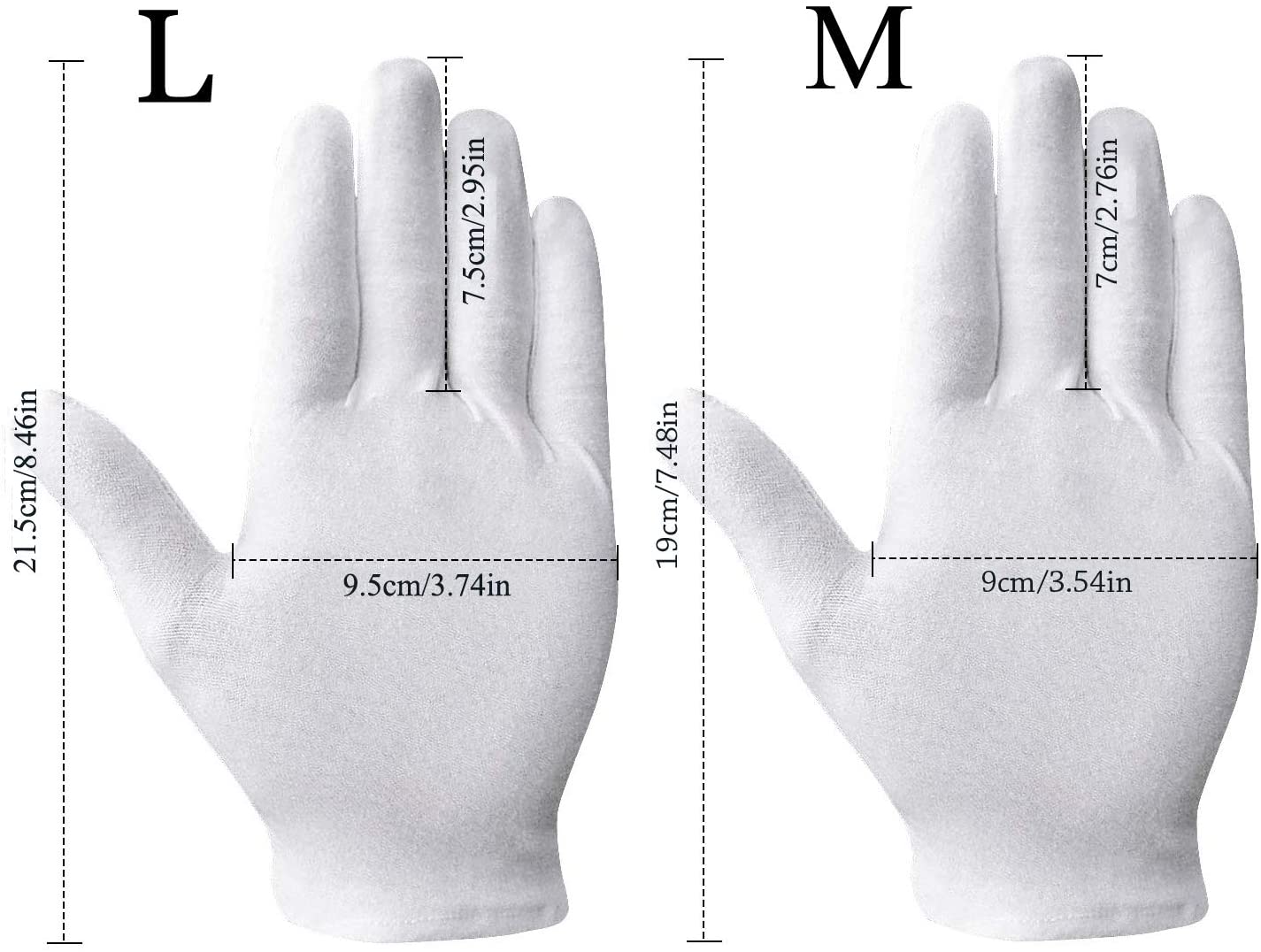YIKEF 12 works White Cotton Gloves, Soft Gloves Moisturising Gloves for Coin Jewelry Health Daily Work Gloves For Men Women - Image 2