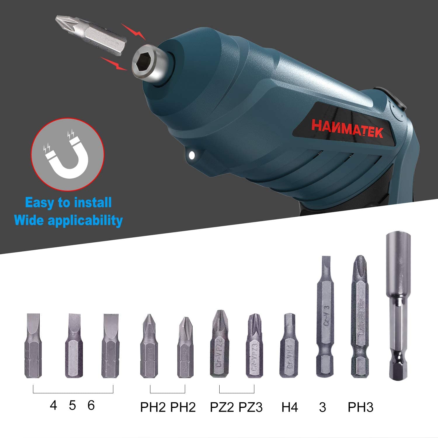 HANMATEK Electric Screwdriver Cordless Screwdriver Tool Rotated 90 Degrees with Rechargeable Battery & LED Light for Home DIY - Image 3