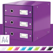 Leitz Drawer Cabinet, 3 Drawers, A4, Click and Store Range 60480062 - Purple