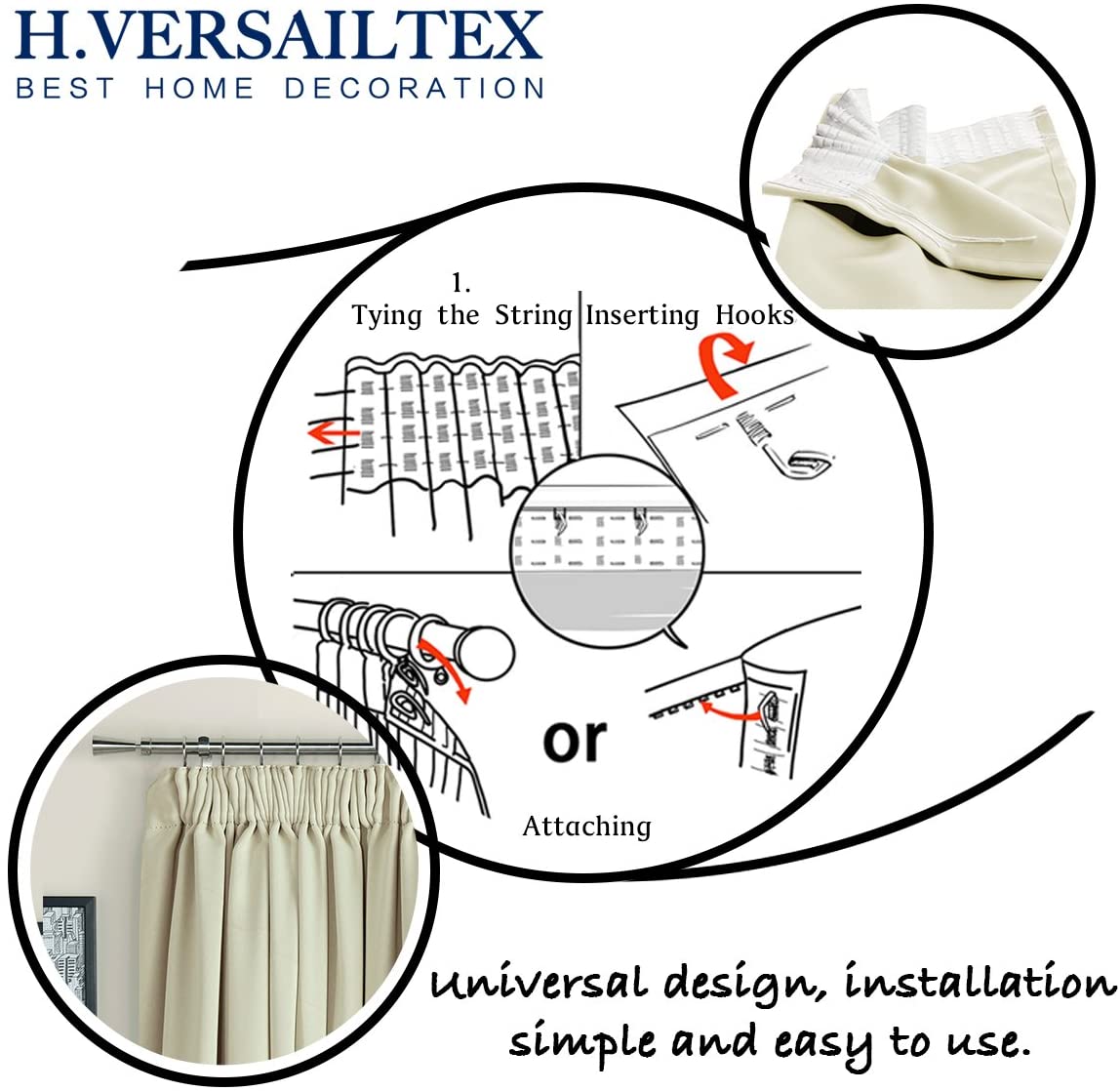 H.Versailtex Blackout Curtains Super Soft Window Treatment Thermal Insulated Pleat Blackout Curtains for Living Room/Bedroom - Image 2