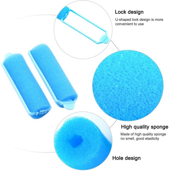 36 Pieces Foam Sponge Hair Rollers 2cm Soft Hair Styling Curlers DIY Hairdressing Curlers Tools for Women and Girls Home Use (Pink, Yellow, Blue) - Image 3