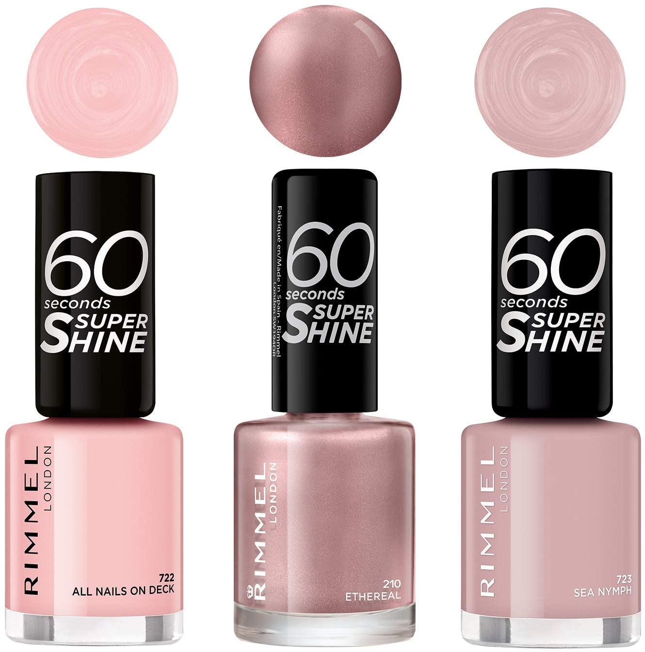 Rimmel London 60 Seconds Super Shine Pastel Pink Nail Polish Trio (Pack of 3), Paster Summer Trio, 8 ml (Pack of 3)