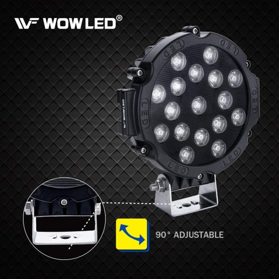 WOWLED 2 Pcs 51W 7inch LED Driving Light Spot Beam Work Lamp Offroad SUV 4WD 4X4 Truck Boat - Image 4