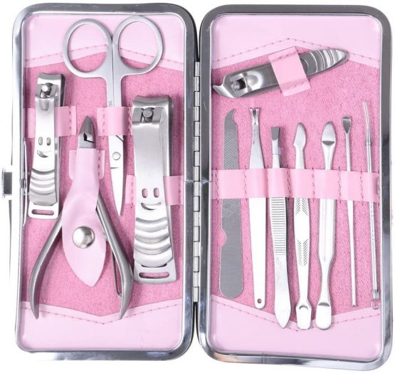 rayinblue 12pcs Stainless Steel Manicure Pedicure Set Nail Scissors Nail Clippers Kit With Pink Case - Image 3