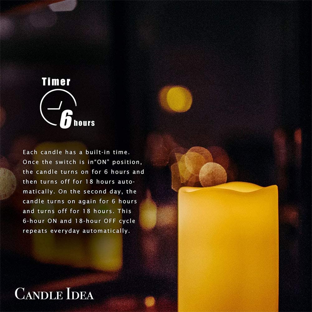 3PCS 4" 5" 6" Waterproof LED Flameless Timer Candles - Image 3