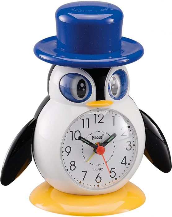 Mebus Unisex Analog Quartz Alarm Clock, White Plastic 26514