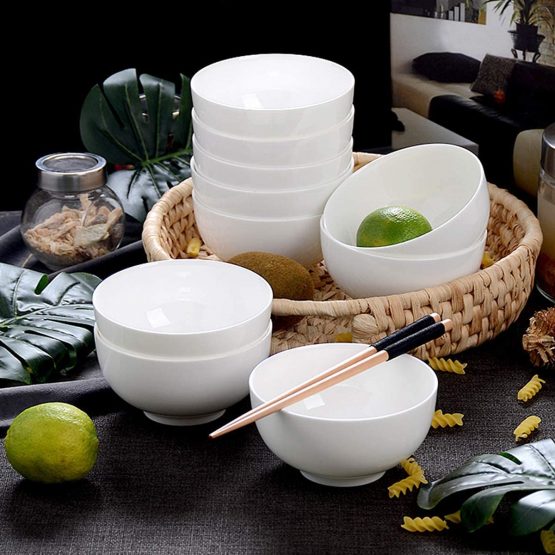 Lawei 12 Pcs Porcelain Small Bowls Round Bowls Ceramic Dish for Dessert Ice Cream Salad Fruit - 300 ml - Image 4