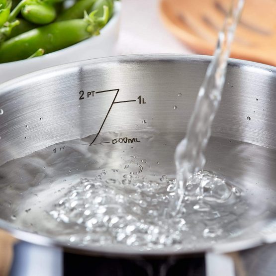 Judge Vista JJA2A Stainless Steel Set of Pans, 3-Piece Set, 14cm,16cm &18cm Saucepans, Classic Curved Shape, Vented Glass Lids, Induction Ready, Oven Safe, 25 Year Guarantee - Image 3