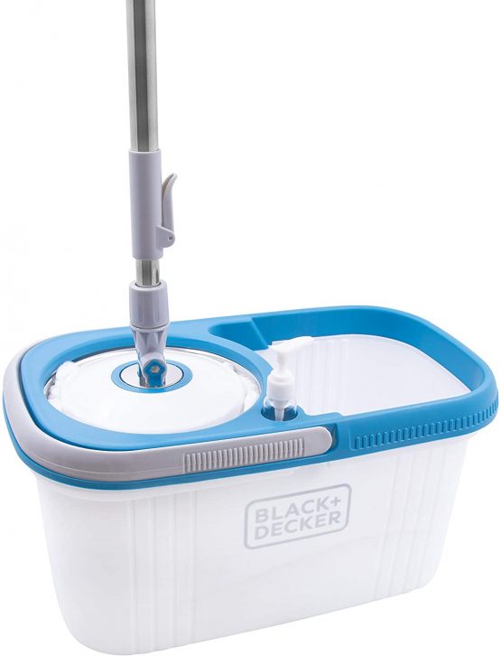 BLACK+DECKER BXBK0001GB 360° Spin Mop & Bucket with Stainless Steel Drum, 44cm x 24cm x 23cm, White, 61039 - Image 4