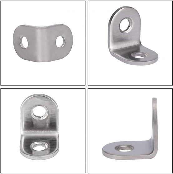 Corner Bracket 90 Degree Right Angle Brackets Stainless Steel Angle Support Corner Braces with Screws for Desk Table Shelf 20 Pack Silver 20 * 20mm - Image 4