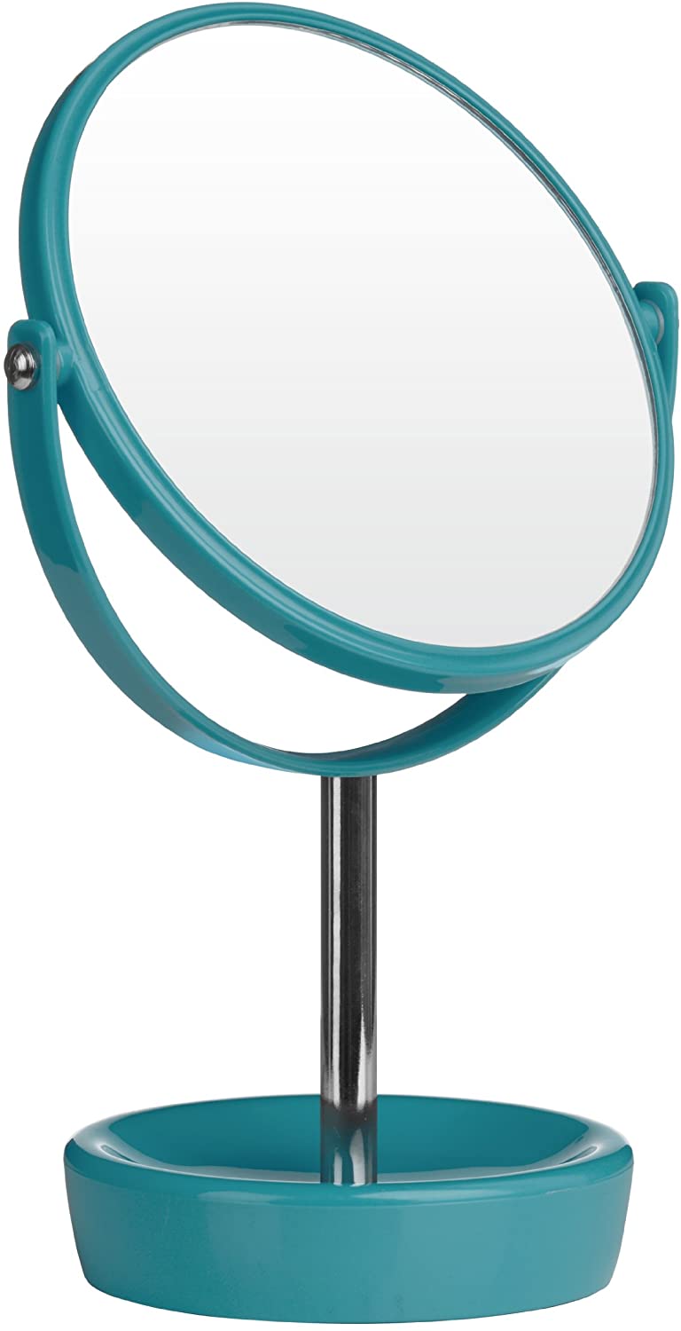 Premier Housewares Swivel Table Mirror - Turquoise, 13L x 20W cm