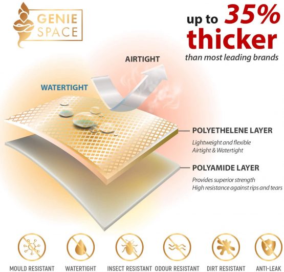 GENIE SPACE - Incredibly Strong Premium Space Saving Vacuum Bags Storage | Variety 6 Pack (2XL+2L+2M) | Airtight & Reusable | Create 80% more space | For Clothes, Towels, Bedding, Duvets and more - Image 2