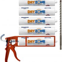 Dryzone Damp Proofing Kit Damp Proofing Cream + Cox Mastic Gun + Dryzone Drill Bit (Rising Damp Treatment) (Pack of 5)