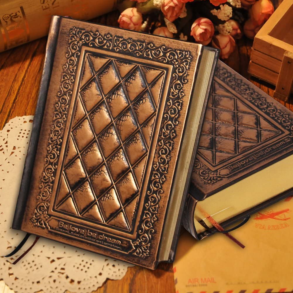 Leather Vintage Embossed Cover Notebook Life Story Book Blank Hardback Scrapbook Travel Ultra Thick Writing Journal Work Diary - Image 2