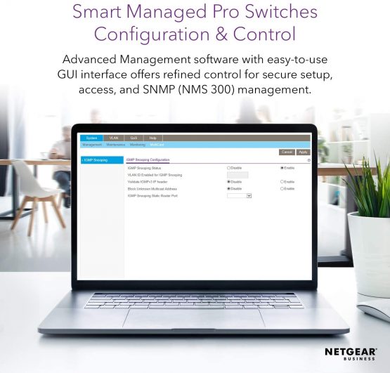 NETGEAR 10-Port PoE Gigabit Ethernet Smart Switch (GS110TP) - Managed, with 8 x PoE+ @ 55W, 2 x 1G SFP, Optional Insight Cloud Management, Desktop or Wall Mount, and Limited Lifetime Protection - Image 3