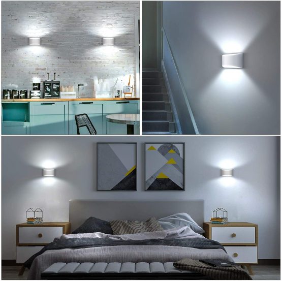 Glighone Wall Lights Indoor Dimmable LED Up and Down Wall Light Modern Wall Lamp 10W Sconce Uplighter Downlighter Wall Lighting for Living Room Bedroom Corridor, Cool White(COB LED Bead Include) - Image 2