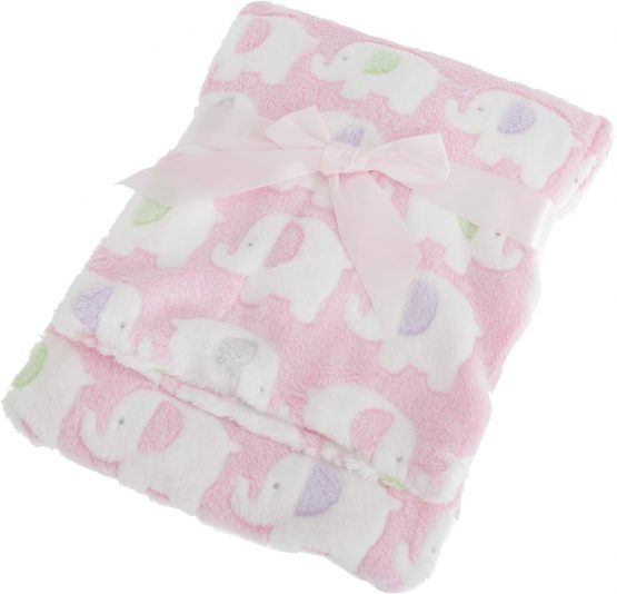 Baby Elephant Luxury Pram Blanket -Boy/Girl Options (75cm x 100cm) (Blue) - Image 2
