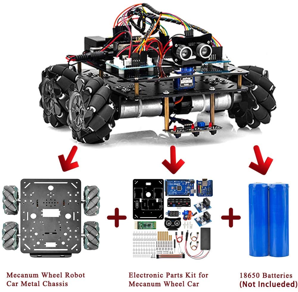 OSOYOO Omni-directinal Mecanum Wheels Robot Car Kit for Arduino, Black, Mittel - Image 2