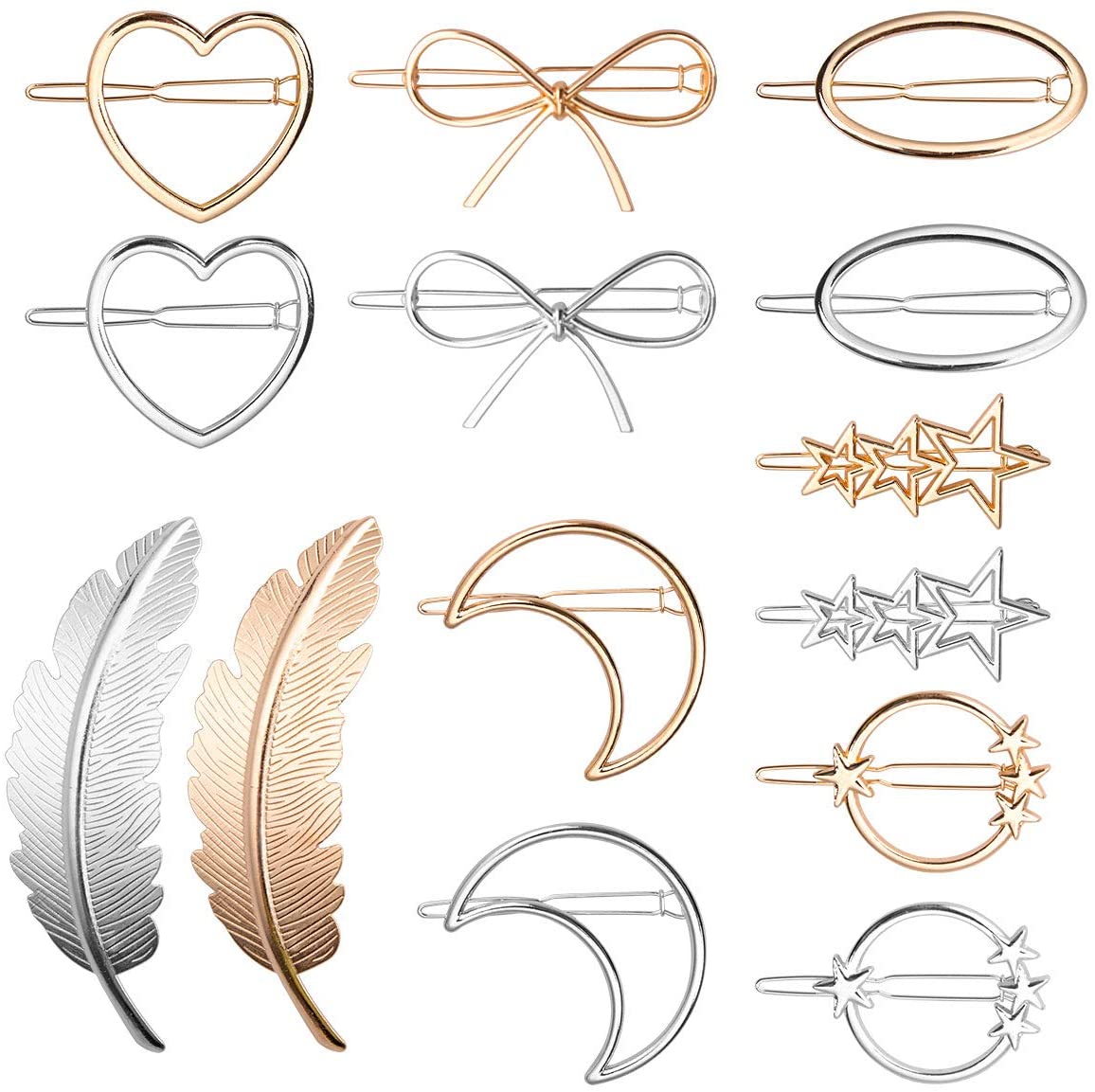 14 Pack Metal Hair Clips for Women Girls Fashion Geometry Hairpins Accessories Styling for Party and Daily Wearing