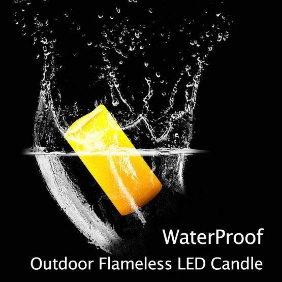 2 PCS 3" x6" Waterproof Outdoor Battery Operated Flameless LED Pillar Candles with Timer Flickering Plastic Resin Electric Decorative Light for Lantern Patio Garden Home Decor Party Wedding Decoration - Image 3