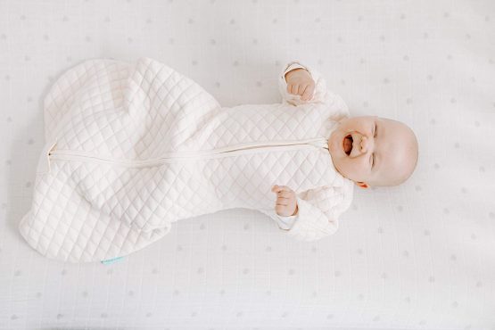 aden + anais snug fit Baby Sleeved Sleeping Bag, 100% Cotton, Wearable Swaddle Blanket for Girls & Boys, Breathable & Warm Newborn Sleep Sack, TOG Rating 1.5, 3-6 Months, Cream/Mint Stitch 40007 - Image 4