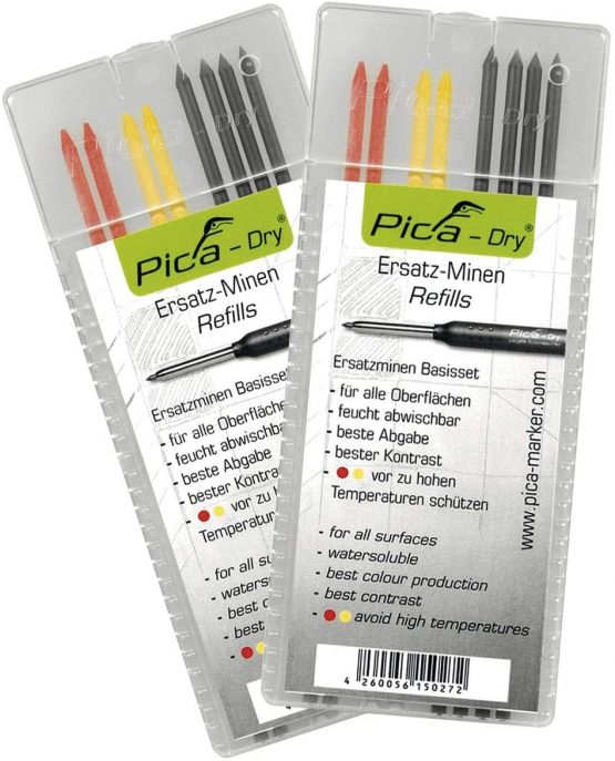 Pica 4020_2 Dry Ersatzminen Replacement Leads, Red, Yellow, Black, 2 Packungen
